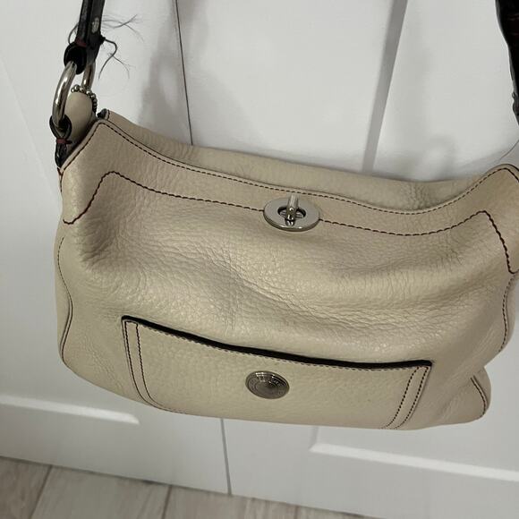 Coach Ivory White Chelsea Pebbled Leather Satchel Bag - Picture 2 of 6